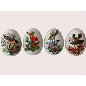 VTG Avon Bird Decorative Egg Four Seasons Lot of 4 Winter Spring Summer Autumn
